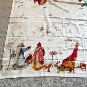 Tessitura Toscana Telerie Firenze Linen Tablecloth 90x63 Christmas Old World Map